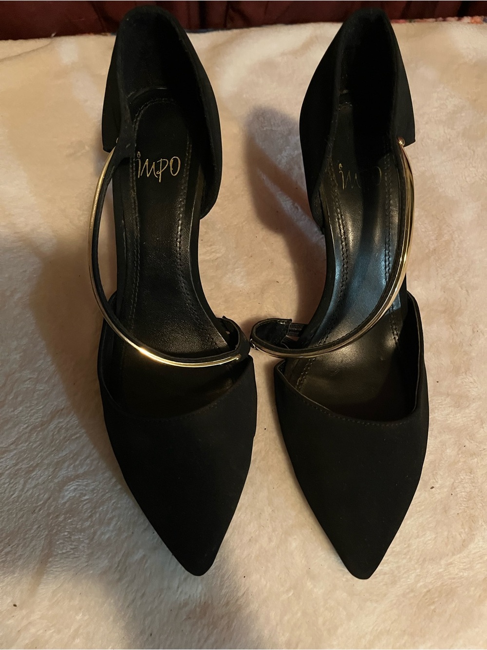 Impo Black Pointed Toe Ankle Strap Pumps-9